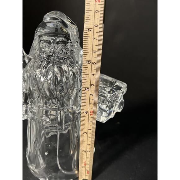 Vtg Santa 24% Lead Crystal Glass Candleholder Taper Figurine 7.5" Made in USA - Picture 9 of 13